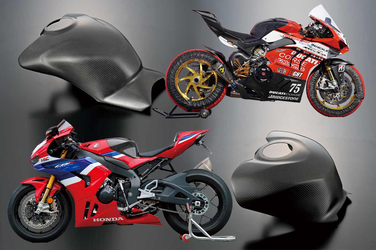 EIGHT カーボンタンクカバー】ニーグリップをサポートしてライテクにも