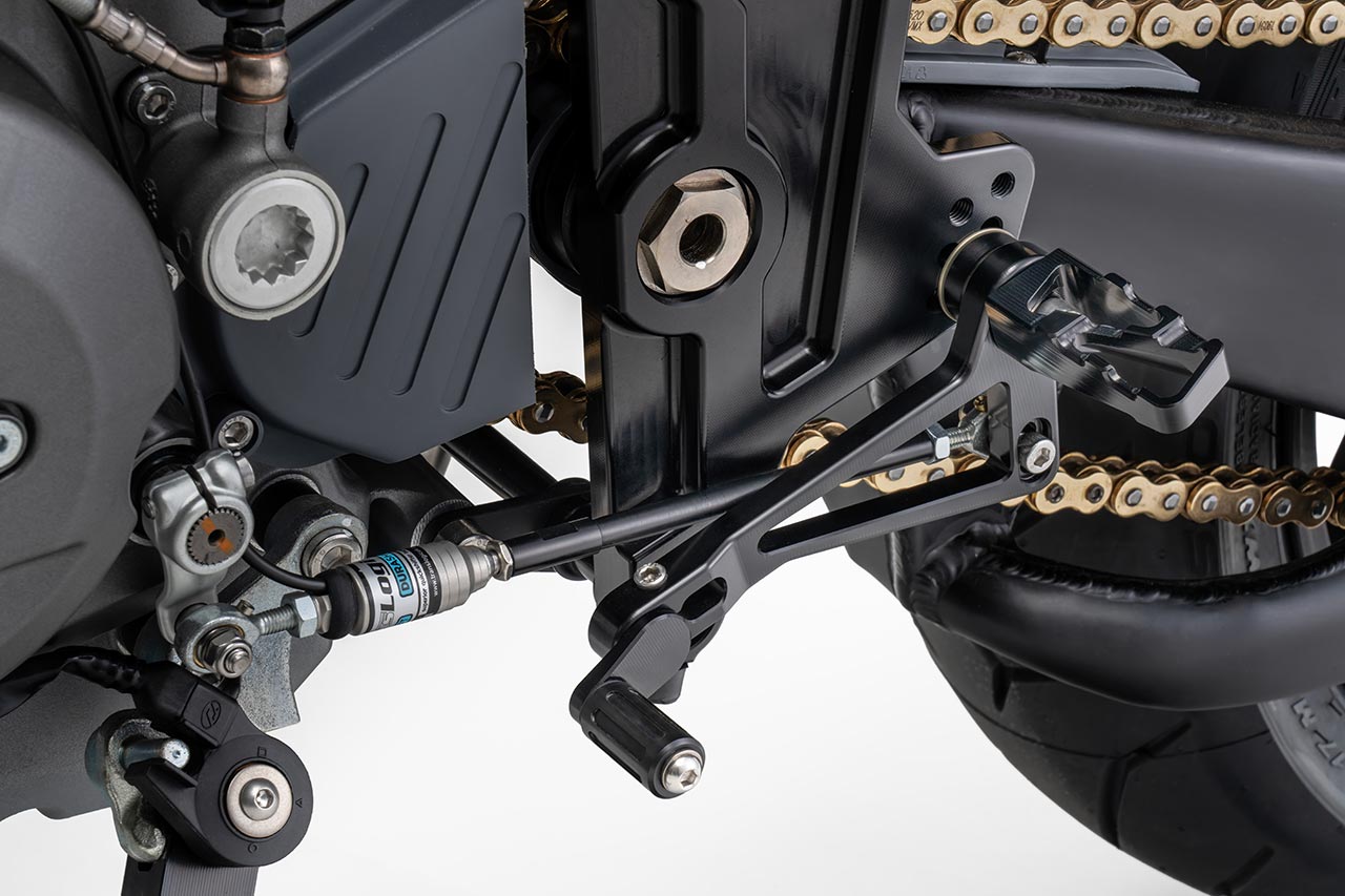 昆虫やエイリアンを思わせるフロントマスクは、ヴァイルスのアイデンティティとも言える造形だ。左側面にエアインテークを備えた大胆なアシンメトリーデザインも個性的。ウインカーは独特なデザインの可倒式となっている。